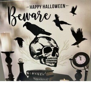 Halloween Home Decor Wall Sticker BEWARE Skull Removable Decal Art Mural Room